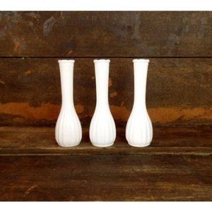 Vintage white milk glass flower vases set of 3